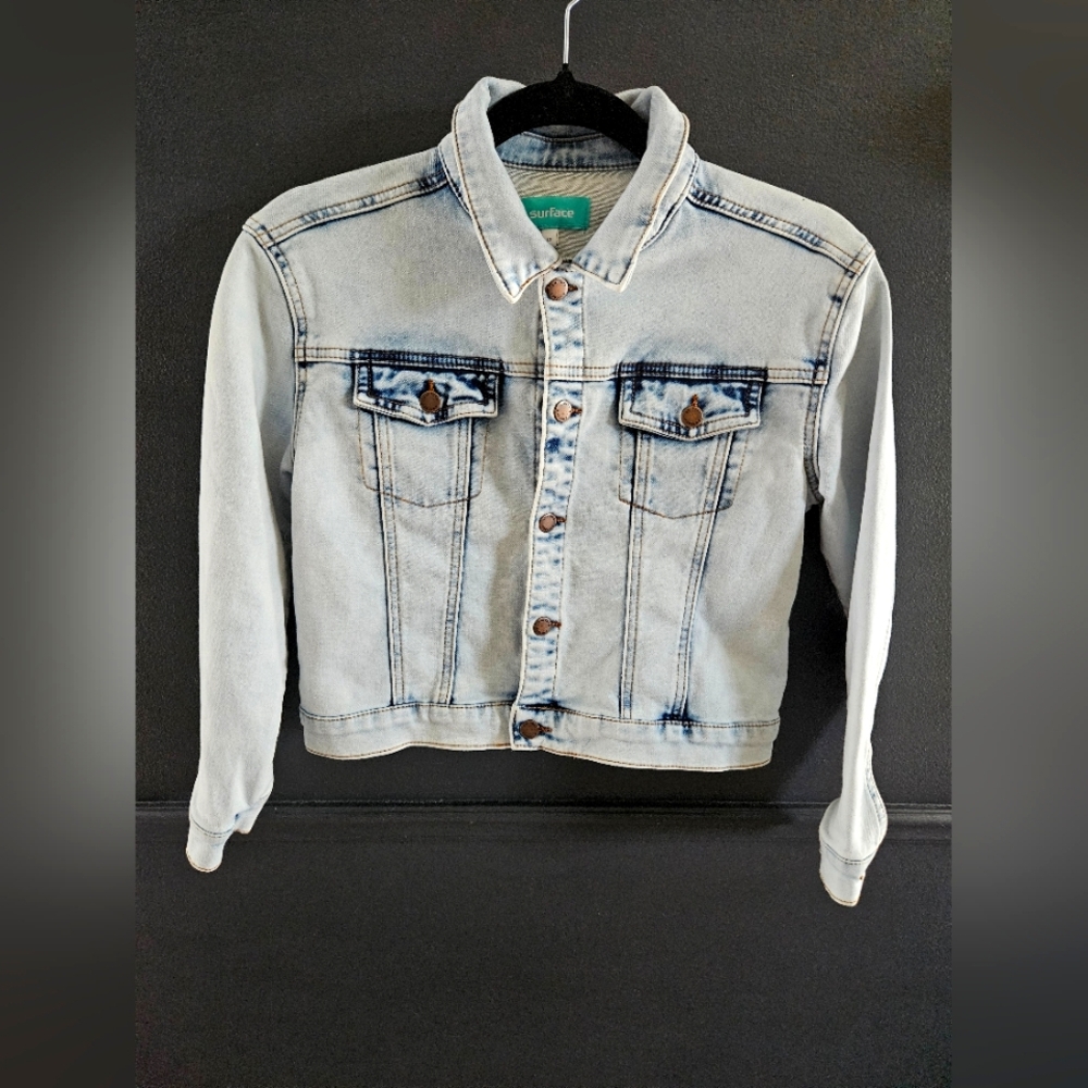 Girls Denim Jacket with Button Details